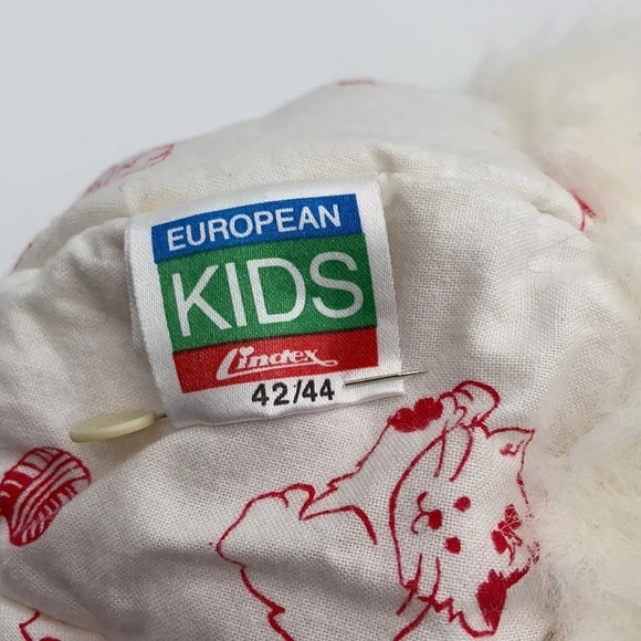 Lindex Fur and Fabric Ear Flap Baby Hat in Red & White - Size 42/44 - Picture 4 of 6